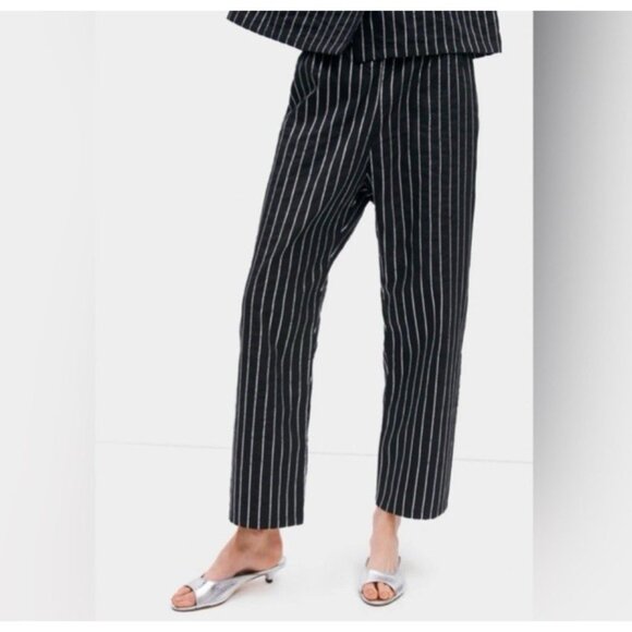 Sleeper Black Silver Stripe Womens Medium M Luxury Cotton Pajama Set $420 - Picture 3 of 16